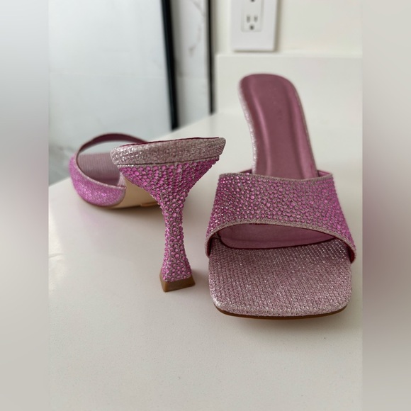 Billini Quay Pink Rhinestone Mid Stiletto Heeled Sandals NWT - Picture 5 of 11